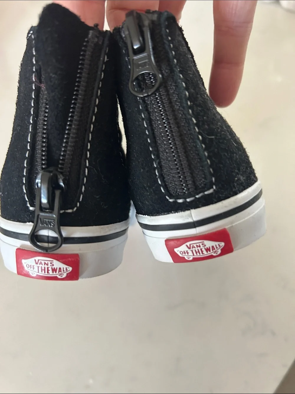 Vans Kids Black and White High Top Skate Sneakers
